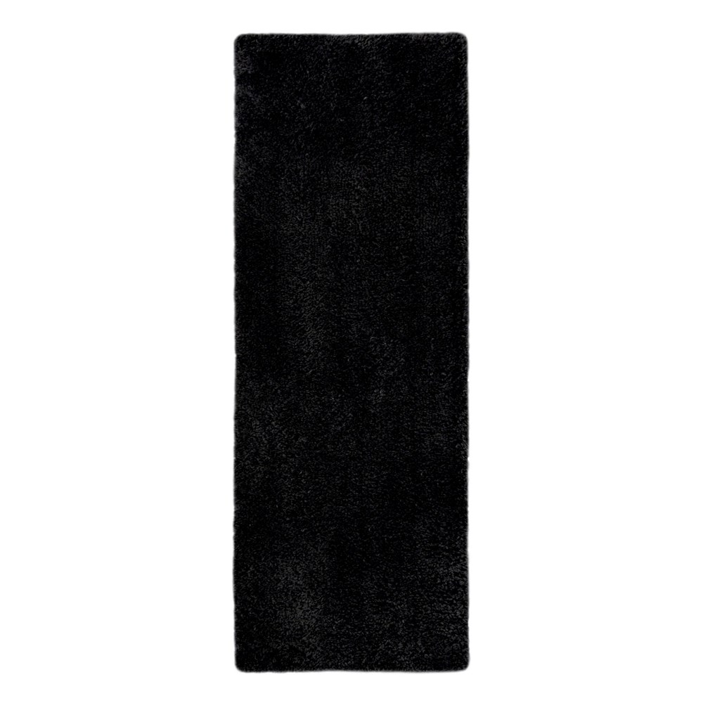 Snug Plain Shaggy Modern Runner Rugs in Black